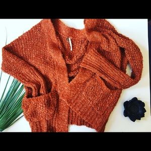 Free People burnt orange cardigan sweater